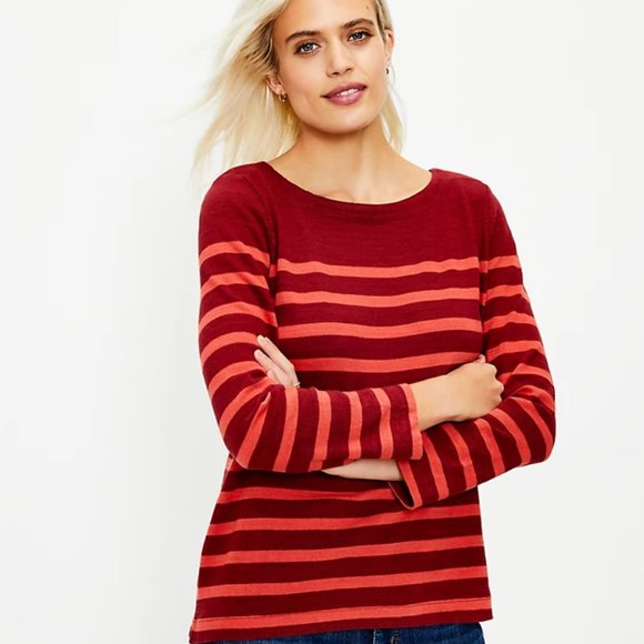 LOFT Striped Boatneck Tee - Size M - Picture 3 of 3
